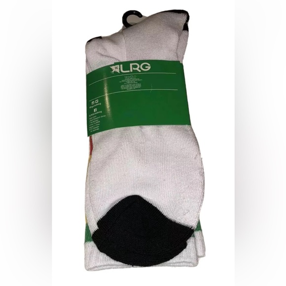 LRG Lifted Research Group Crew Socks 1 Pair Men 6.5-12 White Red Black Tree Logo - Picture 4 of 9